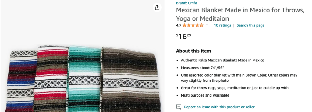 MExican Blankets on Amazon